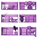 Various Colored Wall Shelves With Books Stuffed Toys And Decor Items