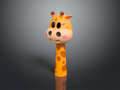 Cute Giraffe Toy With Orange Body Brown Spots Smiling Mouth Big Black Eyes Pink Cheeks 3d model
