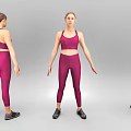 Woman In Purple Sports Bra And Leggings Activewear Front Back View