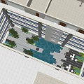 Serene Courtyard Garden Design With Green Plants Stone Pathways And Seating Area