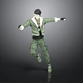Man in Green Jacket and Camouflage Pants Striking Dynamic Pose