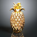 Golden Pineapple Shaped Glass Decorative Piece With Diamond Cut Texture And Reflection