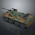 Military Armored Vehicle With Camouflage Paint Turret Machine Gun And Six Wheel Design