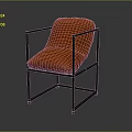 Modern Single Sofa With Orange Cushion And Black Metal Frame