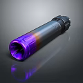 Futuristic Modern Cylindrical Weapon With Purple Black Metallic Finish And Shiny Gradient Surface