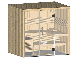 Modern Sauna Room Wooden Sauna Room Glass Door 3d model