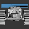 Futuristic Off Road Vehicle With Blue Rear Spoiler And Large Tires