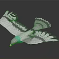 Flying Bird with Gray Feathers Green Neck Orange Beak and Spread Wings