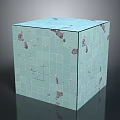 Turquoise Tiled Cube With Dark Spots On Smooth Matte Surface Design