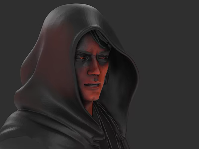 Hooded 3D Mysterious Game Movie Character With Dark Cloak And Serious Expression 3d model