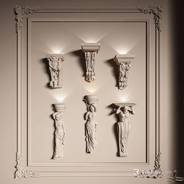 Classical Sculptural Wall Lamps With Figural Design For Interior Lighting 3d model 