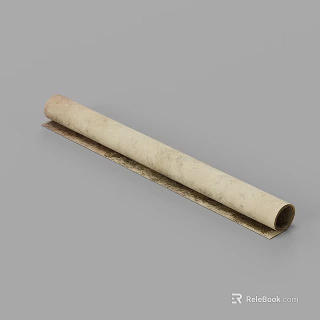 Vintage Rolled Paper Scroll With Flat Base And Beige Brown Texture 3d model 