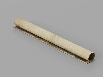 Vintage Rolled Paper Scroll With Flat Base And Beige Brown Texture 3d model