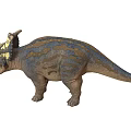 Realistic Ceratopsian Dinosaur With Frilled Head And Brown Striped Body
