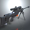 Black Sniper Rifle With Telescopic Sight And Tripod Stand Design