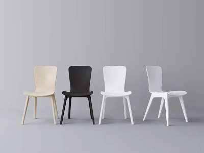 Sleek Modern Dining Chairs in Beige Black and White for Home Dining Room 3d model