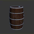 Classic Wooden Barrel With Metal Hoops And Cylindrical Oak Wood Design