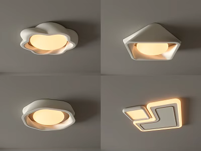 Creative Modern Ceiling Lights Featuring Various Shapes Like Cloud Triangle Oval And Geometric 3d model