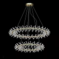 Modern Crystal Chandelier Featuring Double Circular Design With Hanging Crystal Elements 3d model