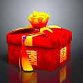 Elegant Red Clothing Apparel Gift Box With Yellow Rose And Double Happiness Symbol