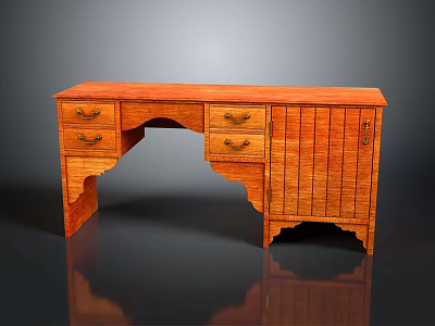 Classic Wooden Console Table Side Cabinet with Drawers Cabinet Doors and Wood Grain Design 3d model