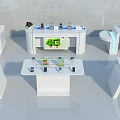 Modern White Display Shelves For Electronic Products With LED Lighting And 4G Sign
