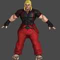 Muscular Fighting Character With Black Top Red Pants And Yellow Accents