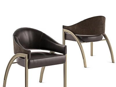 Elegant Modern Leather Armchair With Curved Metal Legs And Comfortable Design 3d model