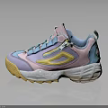 Pastel Colored Retro Sneakers With Chunky Yellow Sole And Blue Pink Purple Accents