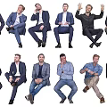Men In Various Sitting Poses With Formal And Casual Outfits Collection