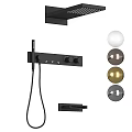 Black Shower Faucet with Dual Knobs Handheld Hose and White Brown Gold Gray Finishes