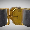 Yellow Road Roller With Double Drums And Metal Driver Seat Frame 3d model