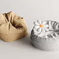 Brown And Gray Bean Bag Chairs With Cozy Design And White Flower Orange Center