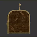 Vintage Decorative Wooden Storage Box With Golden Handle Lock And Intricate Patterns