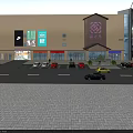 Shower Sauna Facility In Modern Shopping Mall With City View And Pedestrians