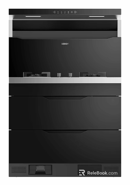 Black Integrated Kitchen Appliance With Hob Burners And Storage Drawers 3d model 