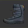 Blue High Top Outdoor Boots With Laces And Textured Durable Sole