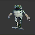 Green and White Spotted Frog 3D Model with Anthropomorphic Standing Posture 3d model