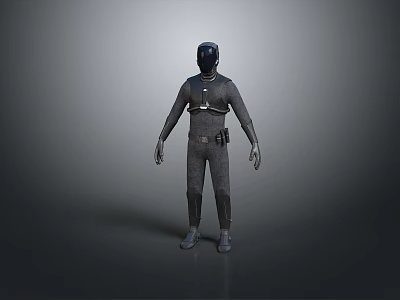 Game Movie Character 3D Model With Dark Tactical Outfit Full Helmet And Utility Belt 3d model