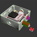 Electronic Electrical Control Box With White Square Casing And Internal Red Components