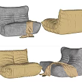 Gray and Yellow Bean Bag Chairs with Soft Blanket for Comfortable Seating