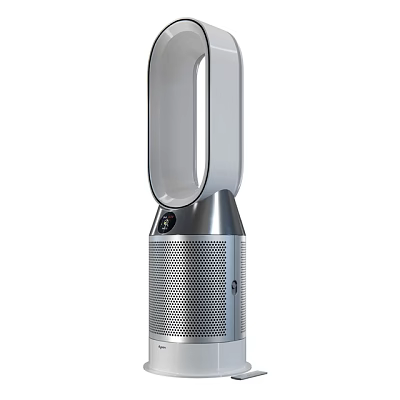 Intelligent Bladeless Fan With Sleek Silver Body Mesh Bottom And Curved Top Design 3d model