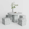 Modern outdoor table and chair stone table and chair combination 3d model