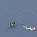 Stylish Golden Hoop Earrings With Colorful Gemstones And Fashionable Design For Daily Use