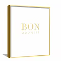 Elegant Framed Wall Art with Gold Border White Background and BON appetit Text