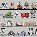 Assorted Stuffed Plush Toys With Animal Vehicle Designs And Cartoon Character Figures