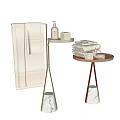 Elegant Laundry Essentials Display With Soft Stacked Towels Soap Bars And Marble Base Storage Stands