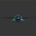 Fantasy Game Movie Character Blue Mythical Bird With Spread Glowing Feather Wings