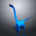 Blue Dinosaur Toy Figure With Long Neck Red Head And Back Spikes