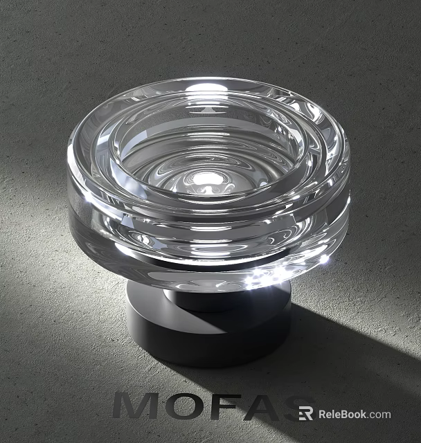 Transparent Crystal Decorative Light With Multi Layered Circular Design And Black Base 3d model 